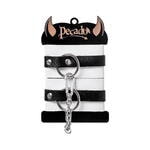 Оковы Pecado BDSM, мягкие, с одним ремешком, с люверсами, натуральная кожа, бело-чёрные