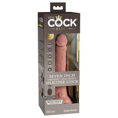Вибромассажер-реалистик на присоске с двойной плотностью King Cock Elite 7 с пультом