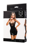 Платье Glossy Rimma с сеточкой из материала Wetlook, черное, M
